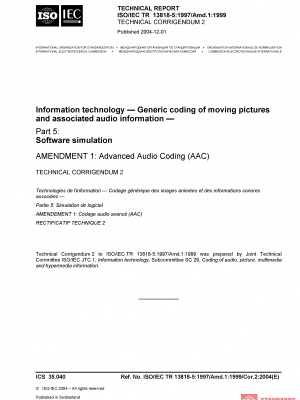 ISO/IEC TR 13818-5:1997/Amd 1:1999/Cor 2:2004 PDF