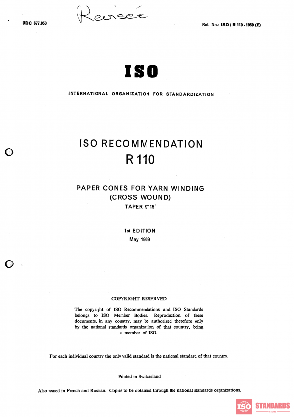 ISO/R 110:1959 PDF