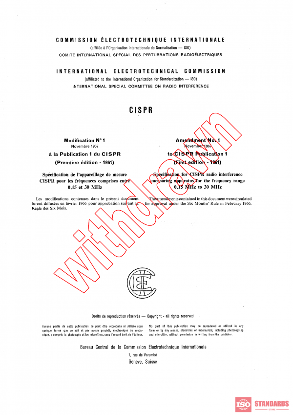 CISPR 1:1961/AMD1:1967 PDF