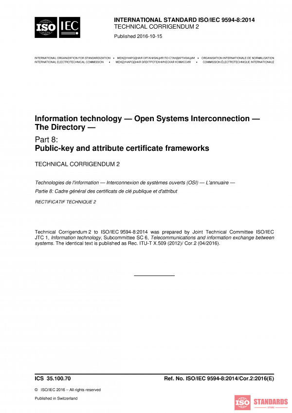 ISO/IEC 9594-8:2014/COR2:2016 PDF