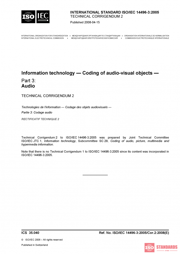 ISO/IEC 14496-3:2005/Cor 2:2008 PDF
