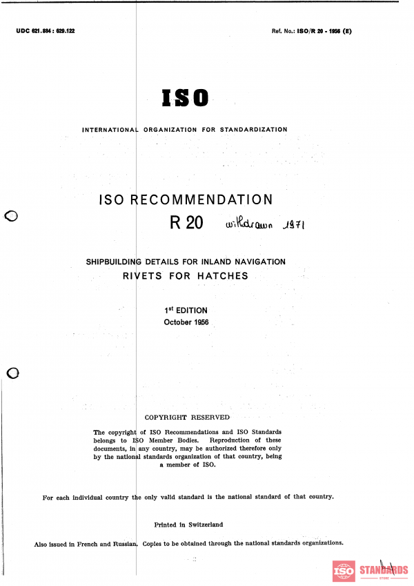 ISO/R 20:1956 PDF