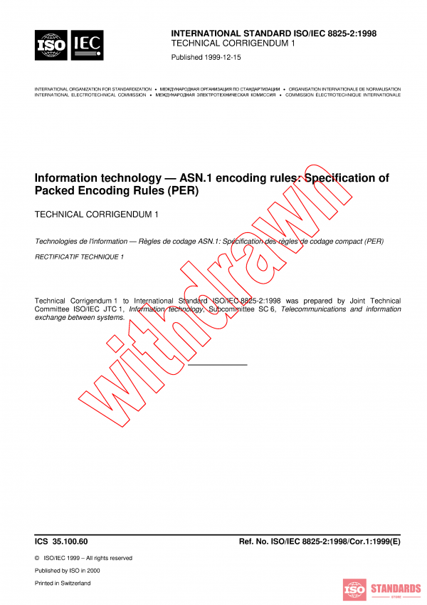 ISO/IEC 8825-2:1998/COR1:1999 PDF
