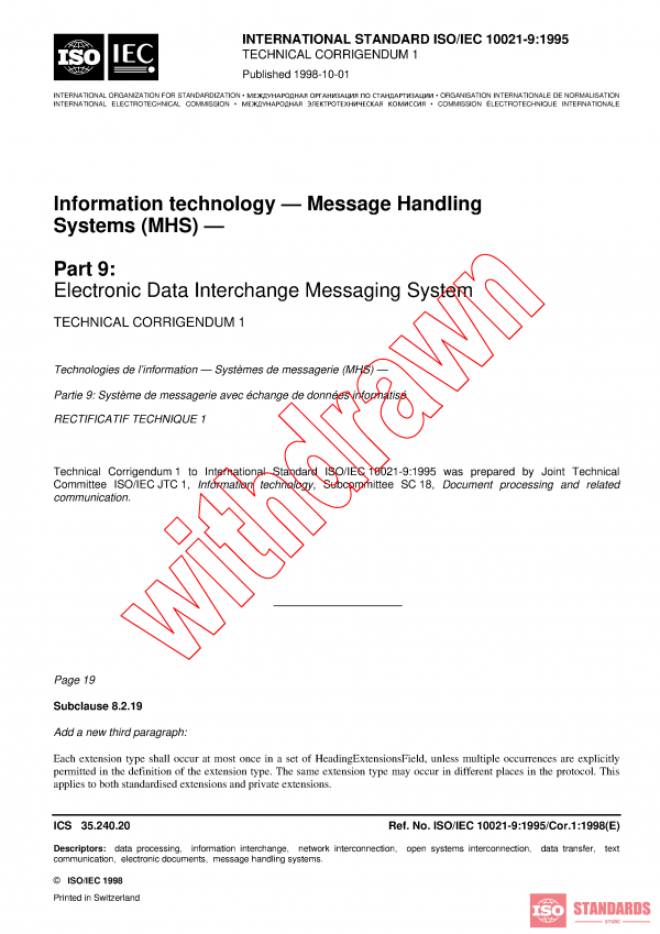 ISO/IEC 10021-9:1995/COR1:1998 PDF