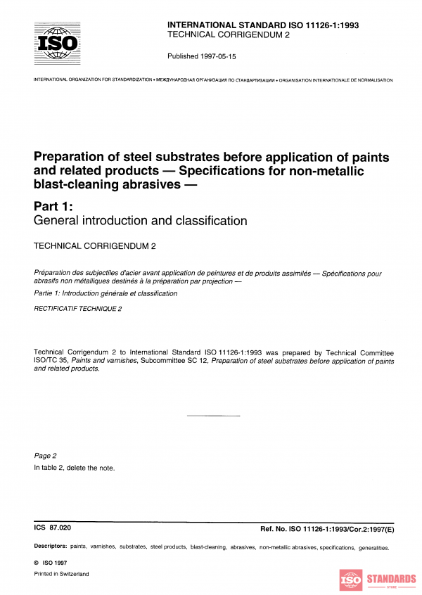 ISO 11126-1:1993/Cor 2:1997 PDF