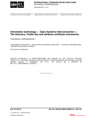 ISO/IEC 9594-8:2008/Cor 1:2011 PDF