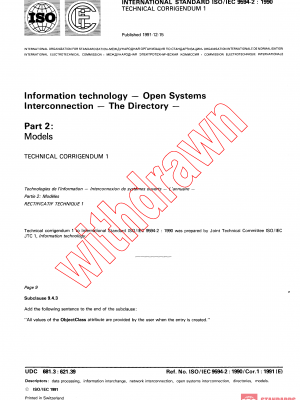 ISO/IEC 9594-2:1990/COR1:1991 PDF