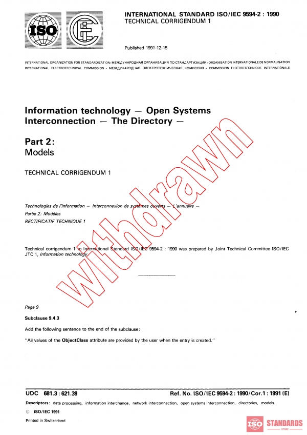 ISO/IEC 9594-2:1990/COR1:1991 PDF