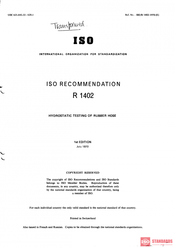 ISO/R 1402:1970 PDF