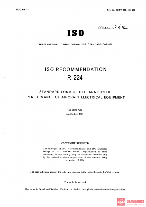 ISO/R 224:1961 PDF