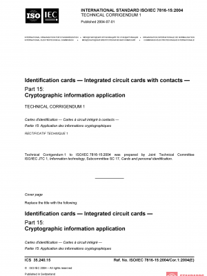 ISO/IEC 7816-15:2004/COR1:2004 PDF