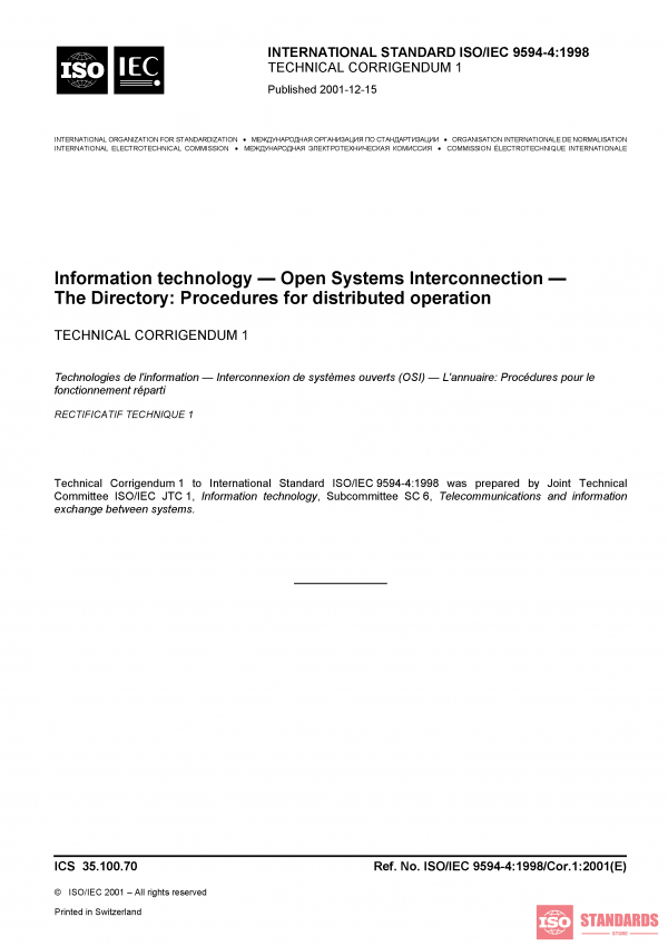ISO/IEC 9594-4:1998/Cor 1:2001 PDF