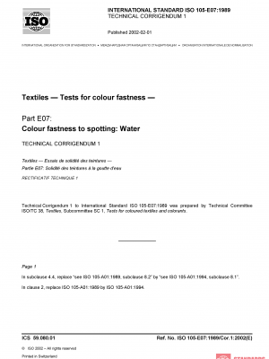 ISO 105-E07:1989/Cor 1:2002 PDF