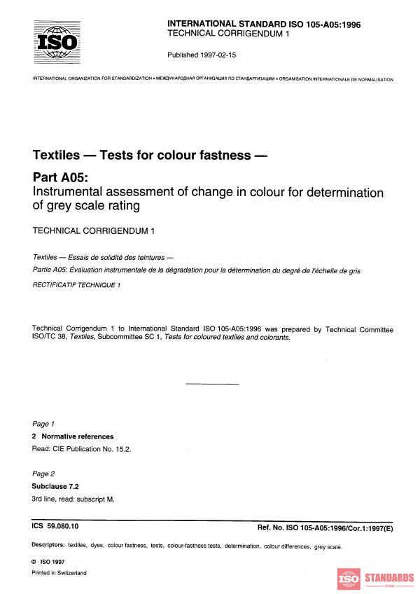 ISO 105-A05:1996/Cor 1:1997 PDF