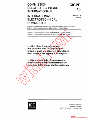 CISPR 15:1996+AMD1:1997+AMD2:1998 CSV PDF