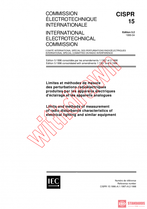 CISPR 15:1996+AMD1:1997+AMD2:1998 CSV PDF
