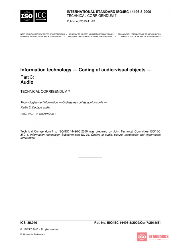 ISO/IEC 14496-3:2009/Cor 7:2015 PDF