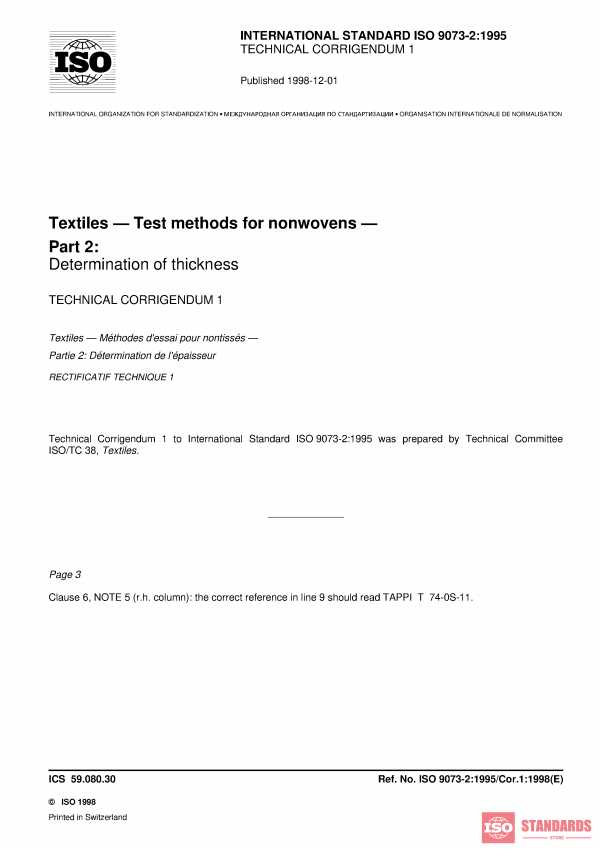 ISO 9073-2:1995/Cor 1:1998 PDF