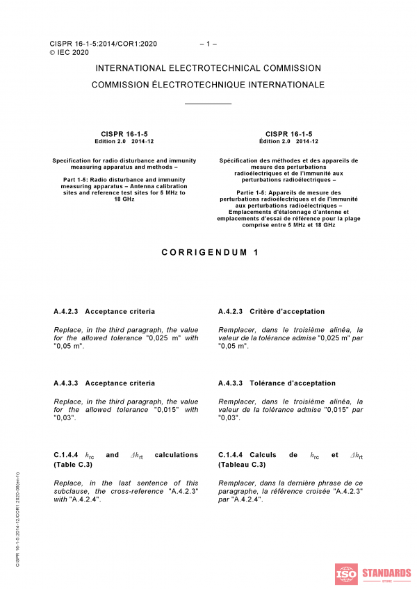CISPR 16-1-5:2014/COR1:2020 PDF
