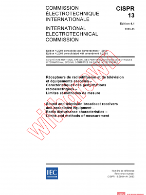 CISPR 13:2001+AMD1:2003 CSV PDF