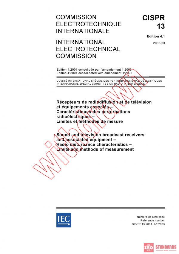 CISPR 13:2001+AMD1:2003 CSV PDF