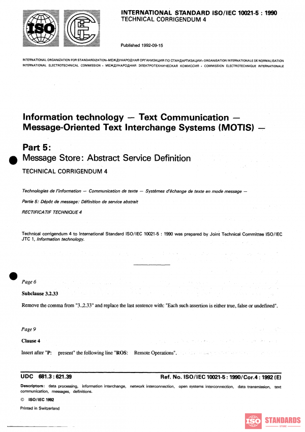 ISO/IEC 10021-5:1990/Cor 4:1992 PDF