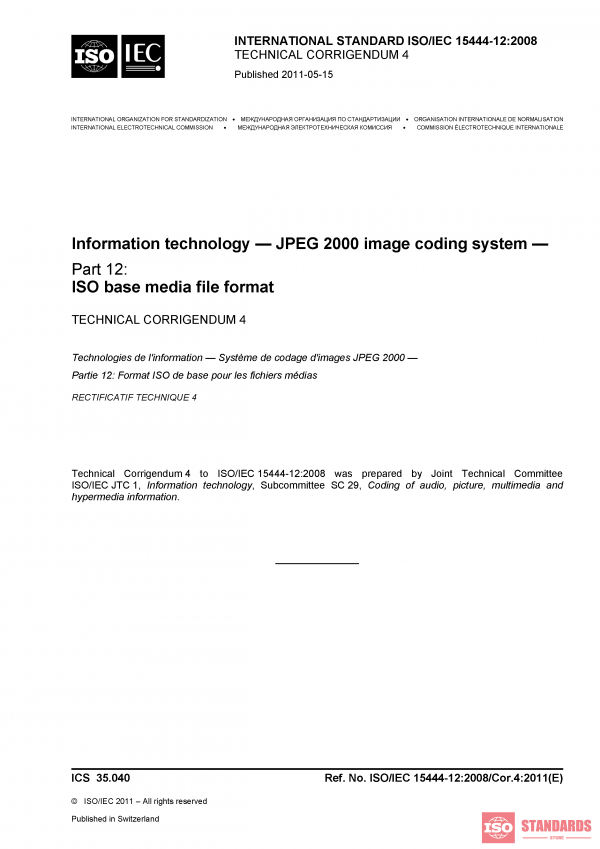 ISO/IEC 15444-12:2008/Cor 4:2011 PDF