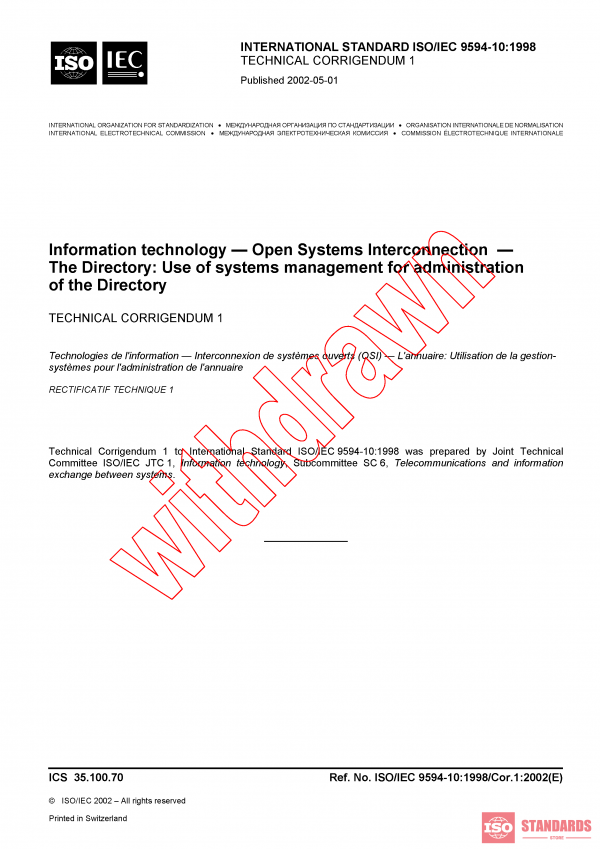 ISO/IEC 9594-10:1998/COR1:2002 PDF