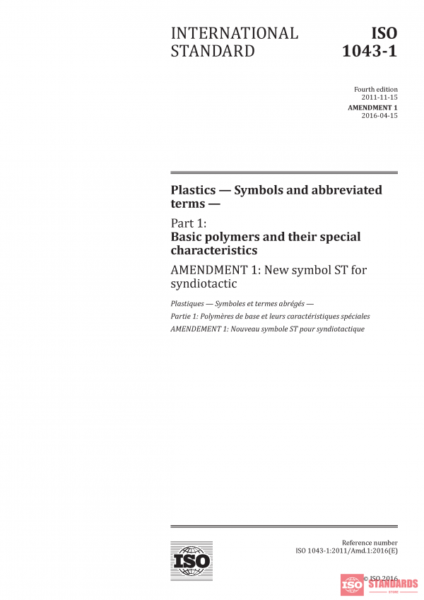 ISO 1043-1:2011/Amd 1:2016 PDF