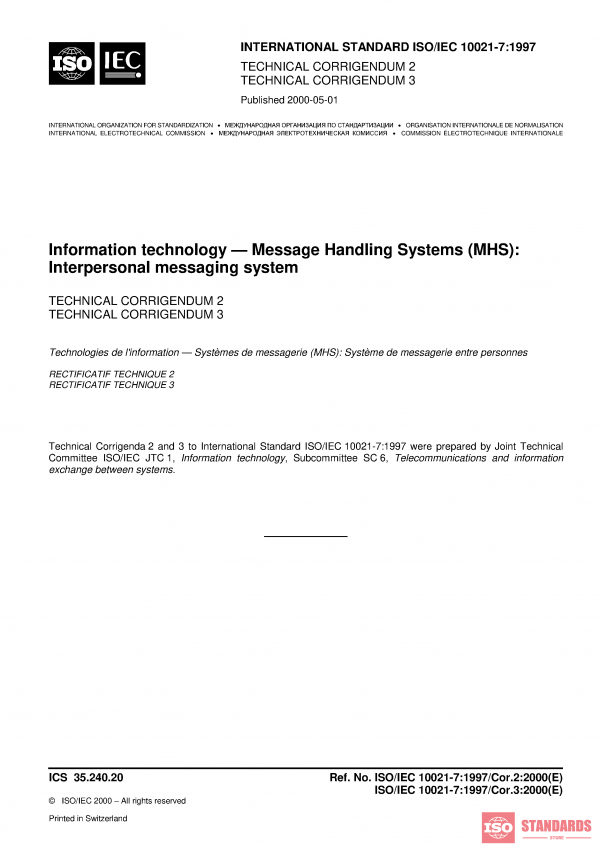 ISO/IEC 10021-7:1997/Cor 3:2000 PDF