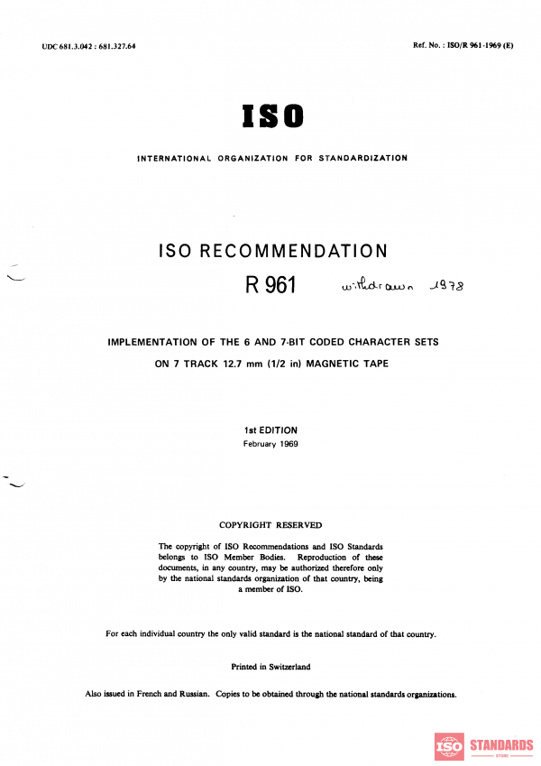 ISO/R 961:1969 PDF