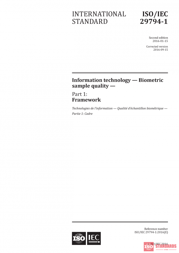 ISO/IEC 29794-1:2016 PDF
