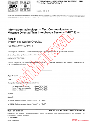 ISO/IEC 10021-1:1990/COR2:1991 PDF
