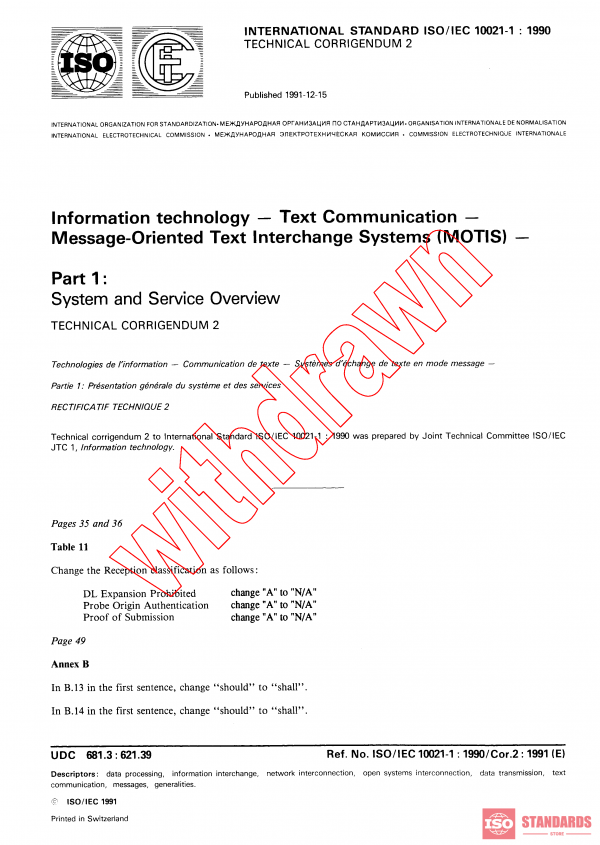 ISO/IEC 10021-1:1990/COR2:1991 PDF