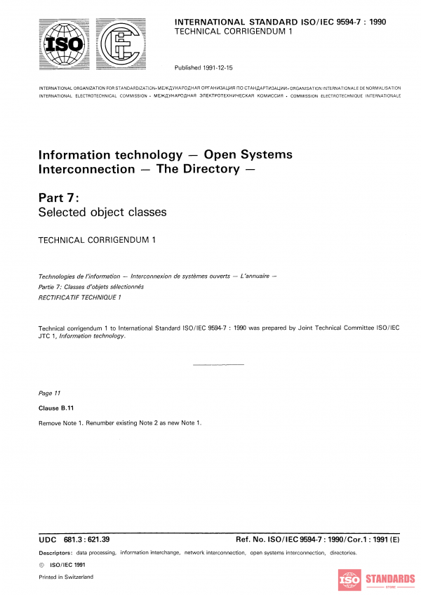 ISO/IEC 9594-7:1990/Cor 1:1991 PDF