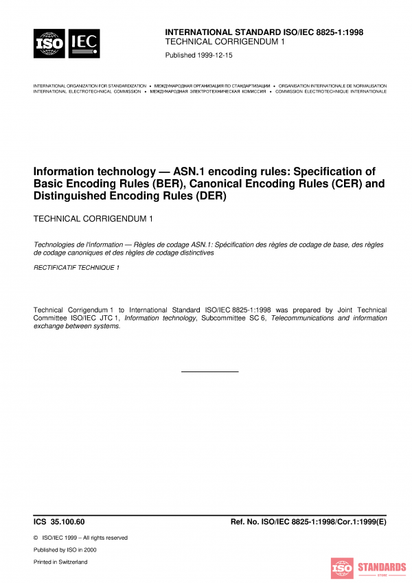 ISO/IEC 8825-1:1998/Cor 1:1999 PDF