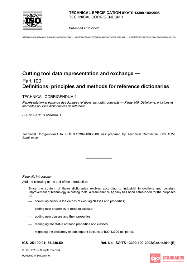 ISO/TS 13399-100:2008/Cor 1:2011 PDF