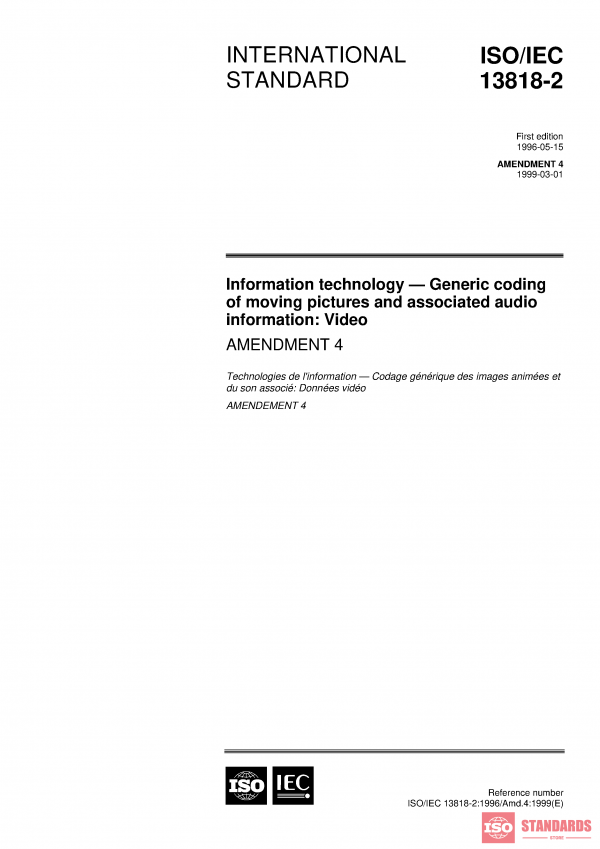 ISO/IEC 13818-2:1996/Amd 4:1999 PDF