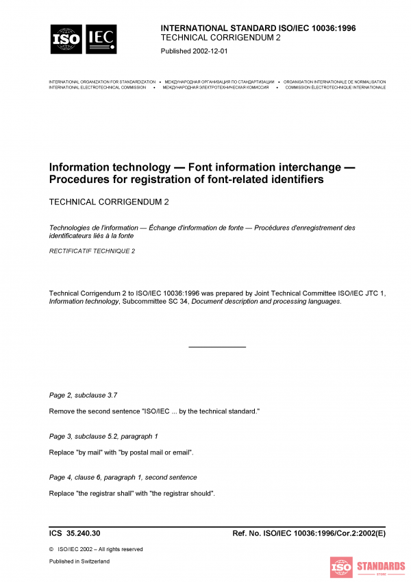 ISO/IEC 10036:1996/COR2:2002 PDF
