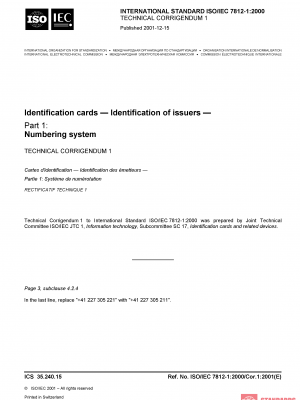 ISO/IEC 7812-1:2000/COR1:2001 PDF