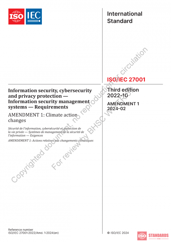ISO/IEC 27001 WG-AMD 1:2024 PDF