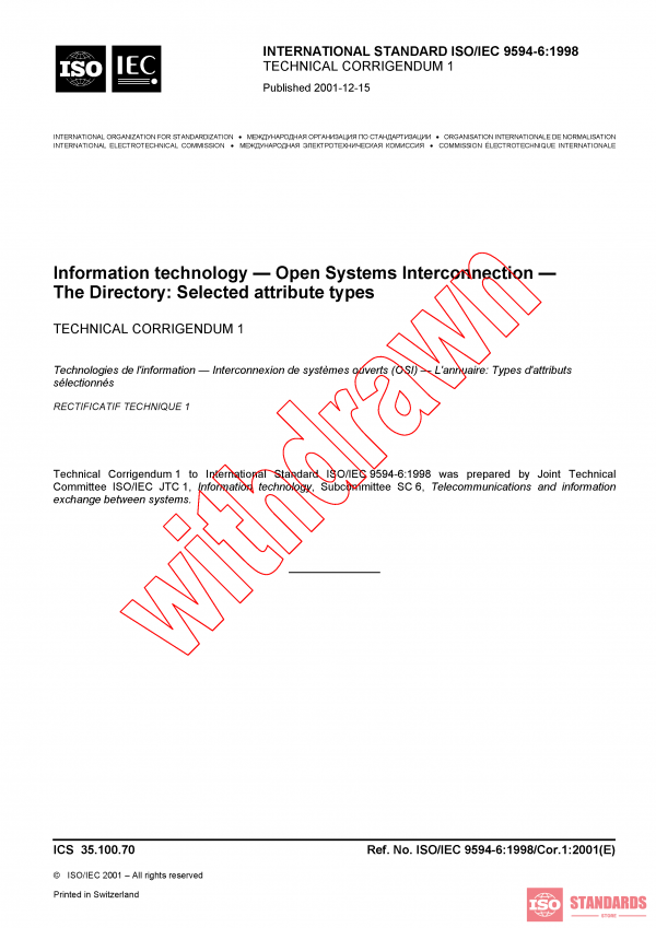 ISO/IEC 9594-6:1998/COR1:2001 PDF