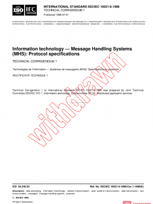 ISO/IEC 10021-6:1996/COR1:1998 PDF