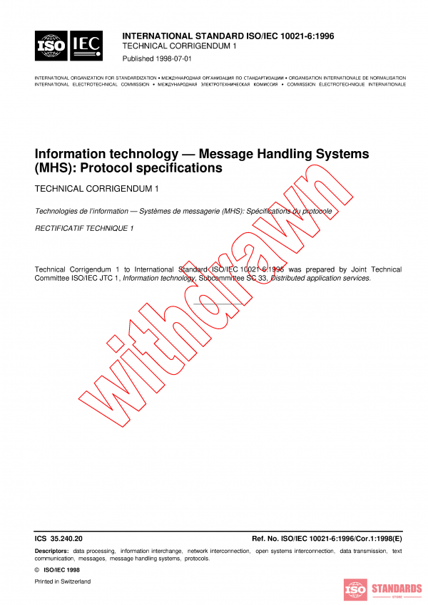 ISO/IEC 10021-6:1996/COR1:1998 PDF