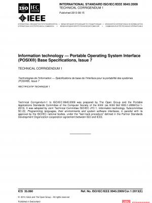 ISO/IEC/IEEE 9945:2009/COR1:2013 PDF