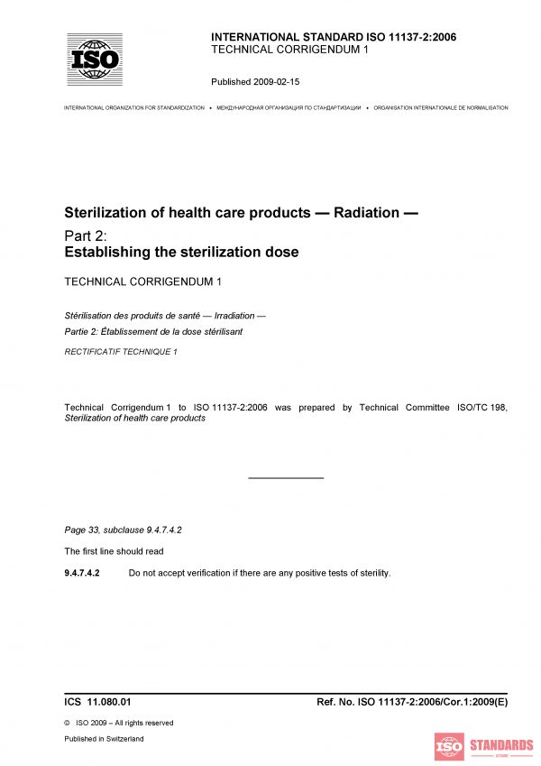 ISO 11137-2:2006/Cor 1:2009 PDF