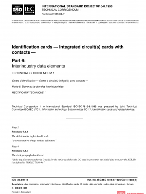 ISO/IEC 7816-6:1996/Cor 1:1998 PDF