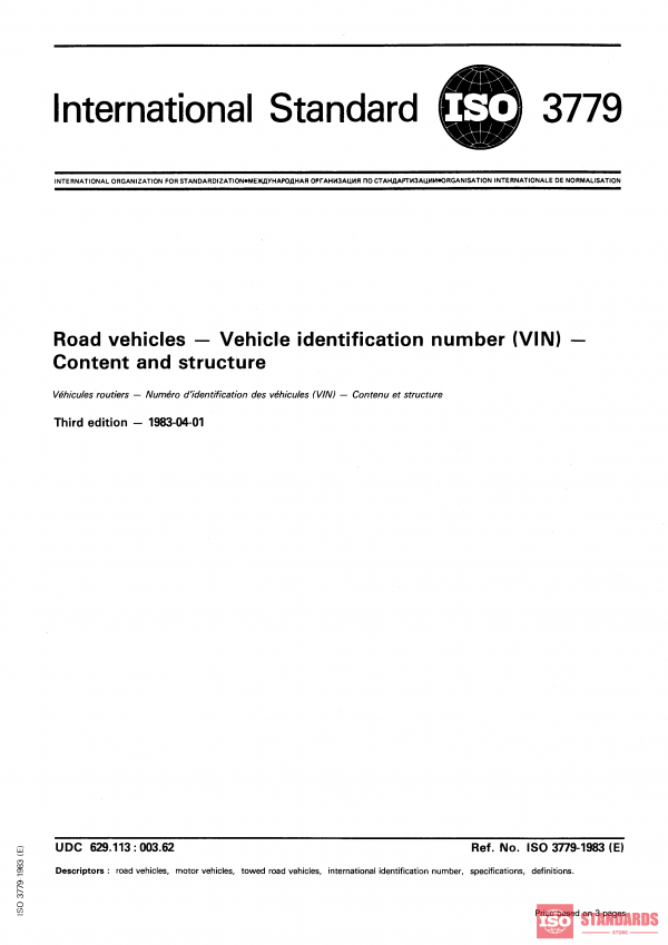 ISO 3779:1983 PDF