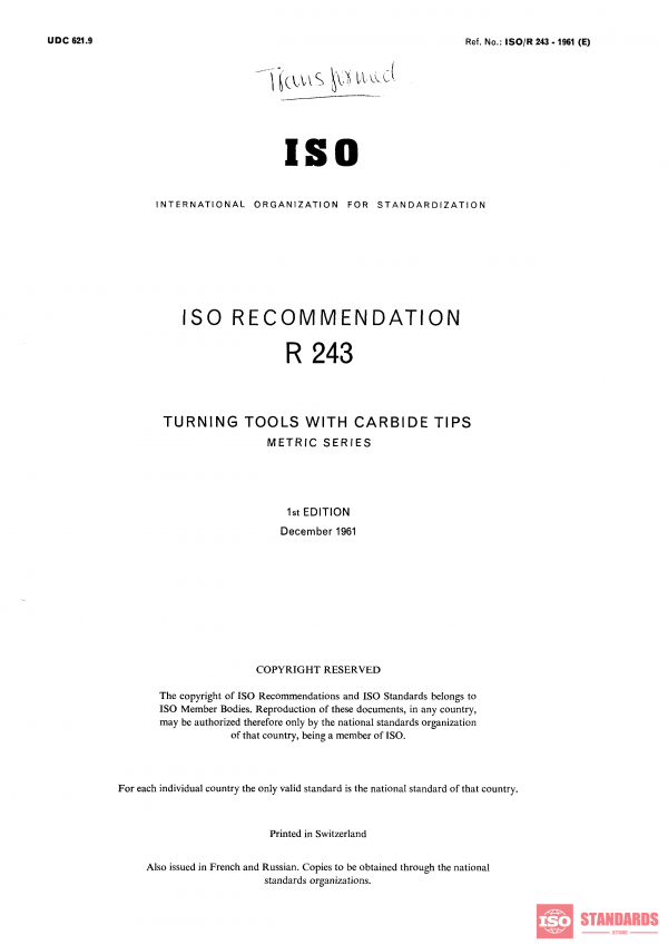 ISO/R 243:1961 PDF