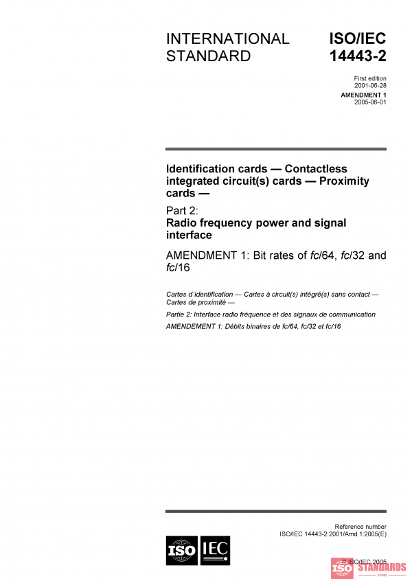 ISO/IEC 14443-2:2001/AMD1:2005 PDF